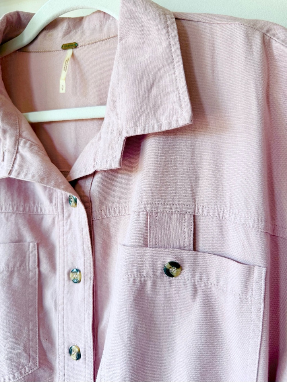 Free People Hazel Dusty Pink Cotton Utility Button Down Mini Dress S - Picture 6 of 10